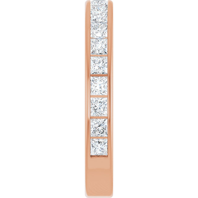 14K Gold Square Natural Diamond Channel-Set Anniversary Band – 2x2 mm Stones - Rose Gold - view 4