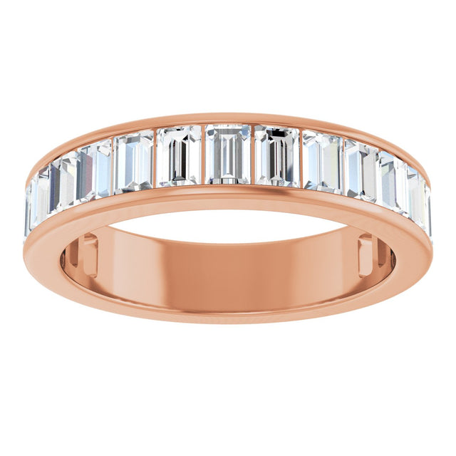 14K Gold Straight Baguette Natural Diamond Channel-Set Anniversary Band – 3x2 mm Stones - Rose Gold - view 3