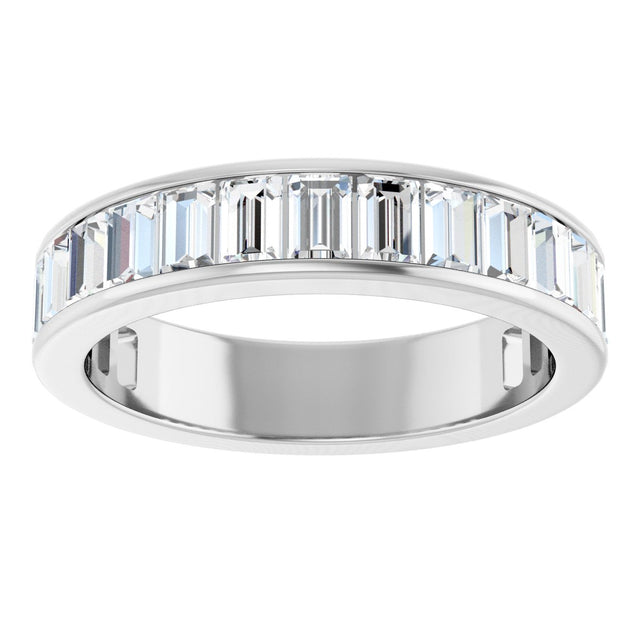 14K Gold Straight Baguette Lab-Grown Diamond Channel-Set Anniversary Band – 3x2 mm Stones - White Gold - view 3
