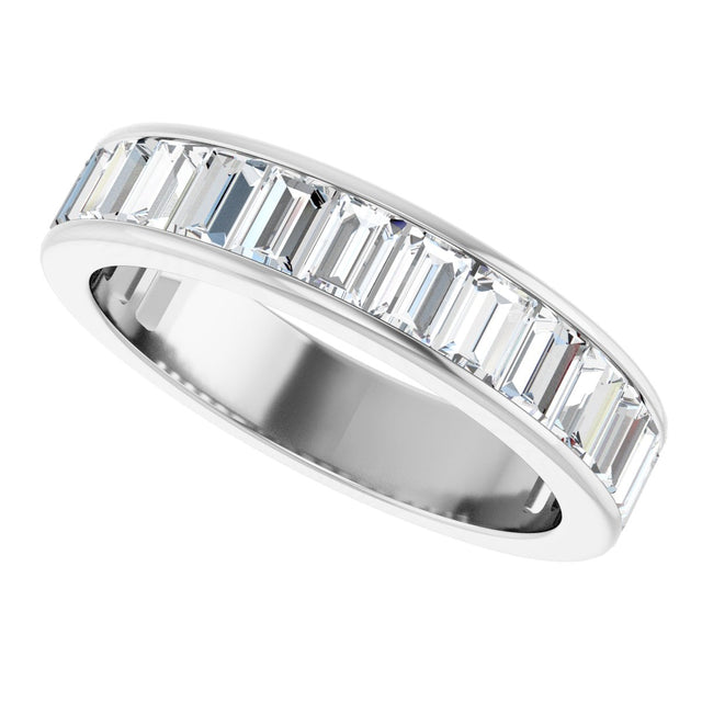 14K Gold Straight Baguette Lab-Grown Diamond Channel-Set Anniversary Band – 3x2 mm Stones - White Gold - view 5