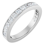 14K Gold Square Lab-Grown Diamond Channel-Set Anniversary Band – 3x3 mm Stones - White Gold