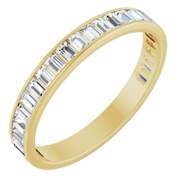 14K Gold Straight Baguette Lab-Grown Diamond Channel-Set Anniversary Band – 3x2 mm Stones - Yellow Gold