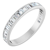 14K Gold Straight Baguette Natural Diamond Channel-Set Anniversary Band – 3x2 mm Stones - White Gold