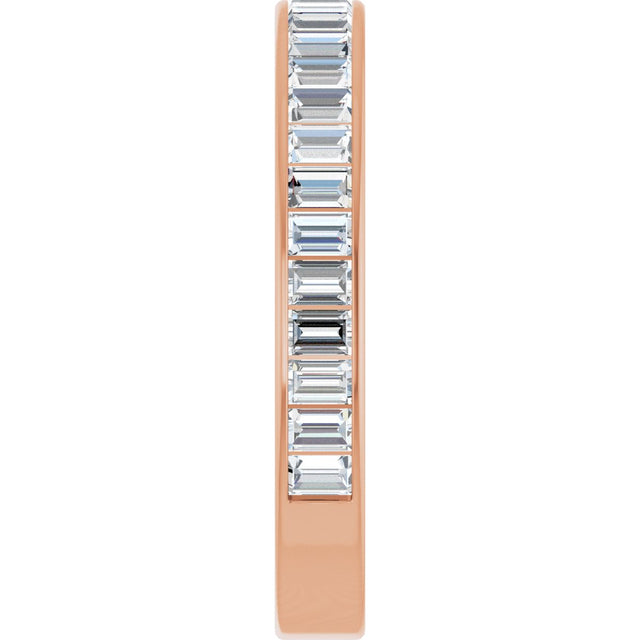 14K Gold Straight Baguette Lab-Grown Diamond Channel-Set Anniversary Band – 3x2 mm Stones - Rose Gold - view 4