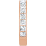 14K Gold Square Natural Diamond Channel-Set Anniversary Band – 3x3 mm Stones - Rose Gold - view 4