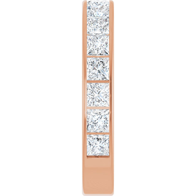 14K Gold Square Lab-Grown Diamond Channel-Set Anniversary Band – 3x3 mm Stones - Rose Gold - view 4
