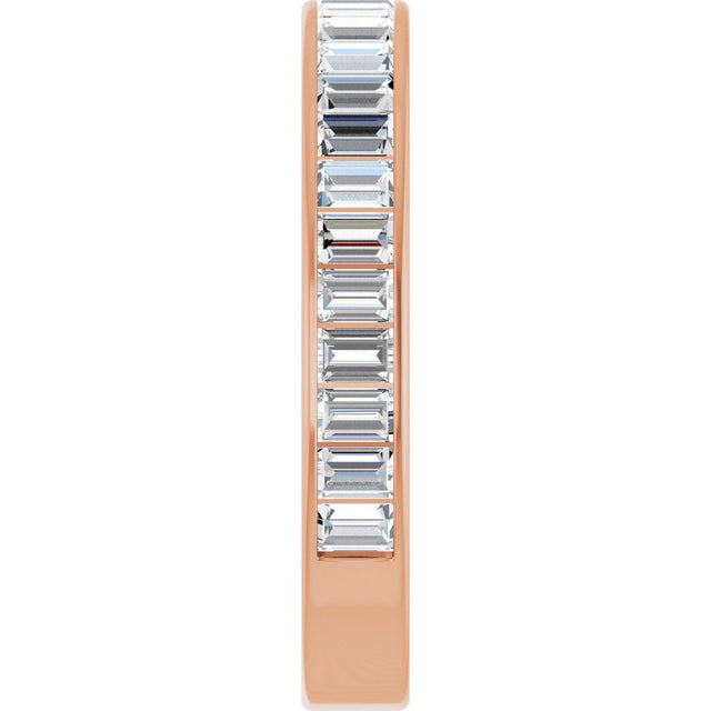 14K Gold Straight Baguette Lab-Grown Diamond Channel-Set Anniversary Band – 3x2 mm Stones - Rose Gold - view 4