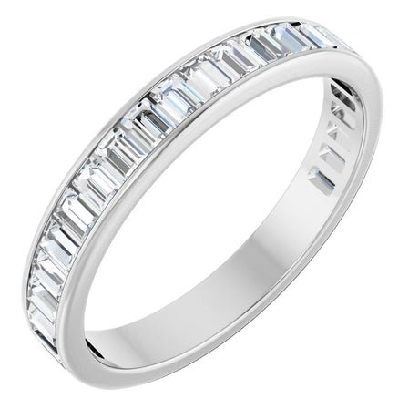 14K Gold Straight Baguette Lab-Grown Diamond Channel-Set Anniversary Band – 3x2 mm Stones - White Gold