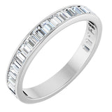 14K Gold Straight Baguette Natural Diamond Channel-Set Anniversary Band – 3x2 mm Stones - White Gold