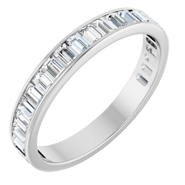 14K Gold Straight Baguette Natural Diamond Channel-Set Anniversary Band – 3x2 mm Stones - White Gold