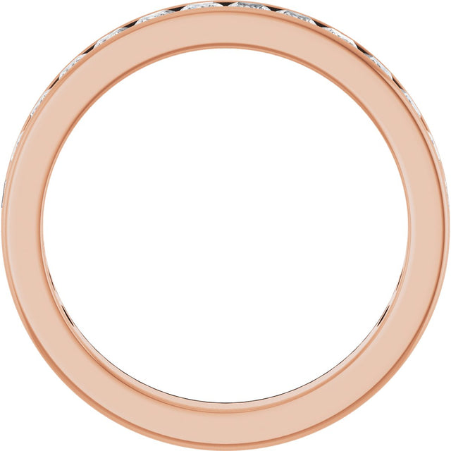 14K Gold Square Lab-Grown Diamond Channel-Set Anniversary Band – 2.5x2.5 mm Stones - Rose Gold - view 2