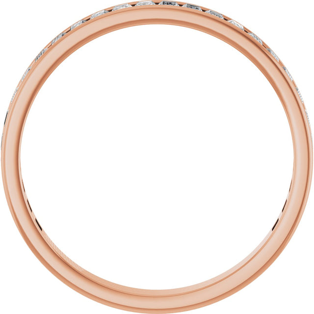 14K Gold Straight Baguette Lab-Grown Diamond Channel-Set Anniversary Band – 3x2 mm Stones - Rose Gold - view 2