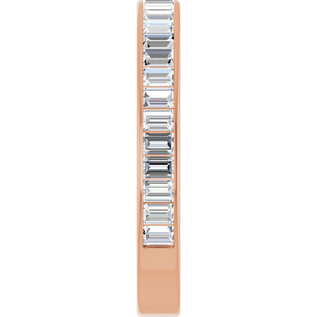 14K Gold Straight Baguette Lab-Grown Diamond Channel-Set Anniversary Band – 3x2 mm Stones - Rose Gold - view 4