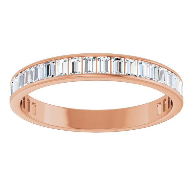 14K Gold Straight Baguette Lab-Grown Diamond Channel-Set Anniversary Band – 3x2 mm Stones - Rose Gold - view 3