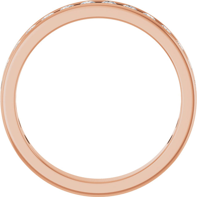 14K Gold Round Natural Diamond Channel-Set Anniversary Band – 2.5 mm Stones - Rose Gold - view 2