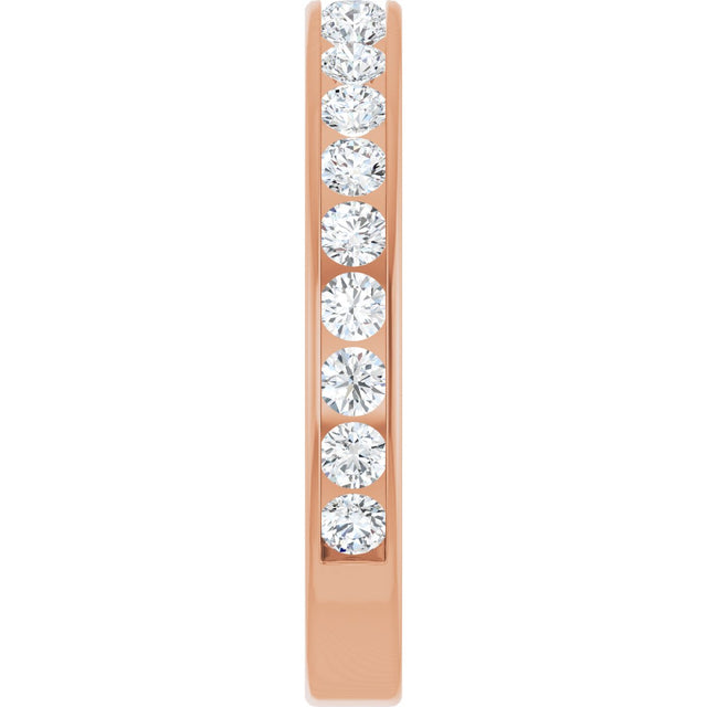 14K Gold Round Lab-Grown Diamond Channel-Set Anniversary Band – 2.5 mm Stones - Rose Gold - view 4