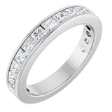 14K Gold Square Lab-Grown Diamond Channel-Set Anniversary Band – 2.25x2.25 mm Stones - White Gold