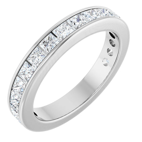 14K Gold Square Lab-Grown Diamond Channel-Set Anniversary Band – 2.25x2.25 mm Stones - White Gold