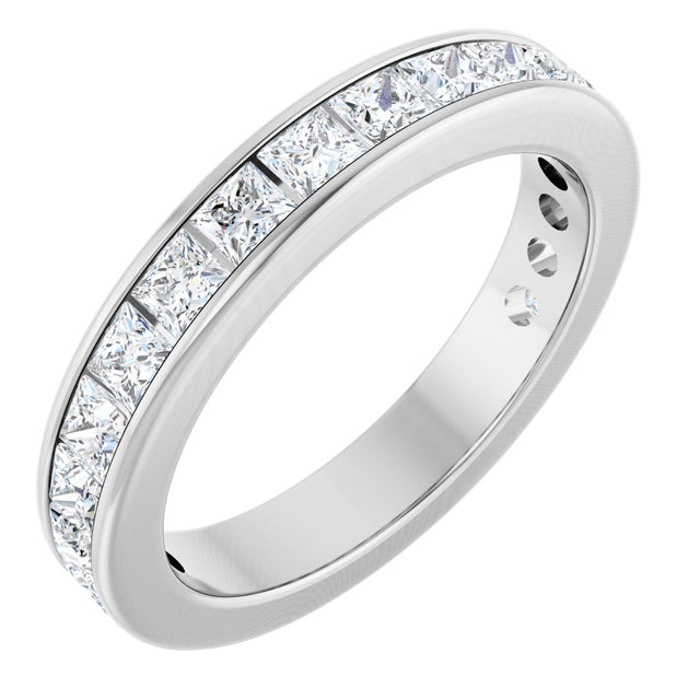 14K Gold Square Natural Diamond Channel-Set Anniversary Band – 2.25x2.25 mm Stones - White Gold