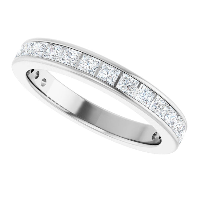 14K Gold Square Lab-Grown Diamond Channel-Set Anniversary Band – 2x2 mm Stones - White Gold - view 5