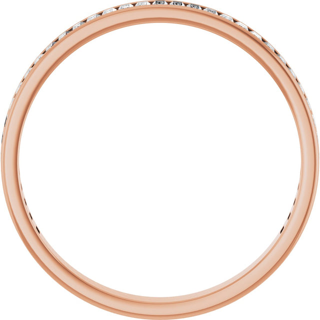 14K Gold Straight Baguette Natural Diamond Channel-Set Anniversary Band – 3x1.5 mm Stones (1 3/8–1 1/2 CTW) - Rose Gold - view 2