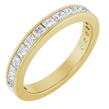 14K Gold Square Lab-Grown Diamond Channel-Set Anniversary Band – 2x2 mm Stones - Yellow Gold