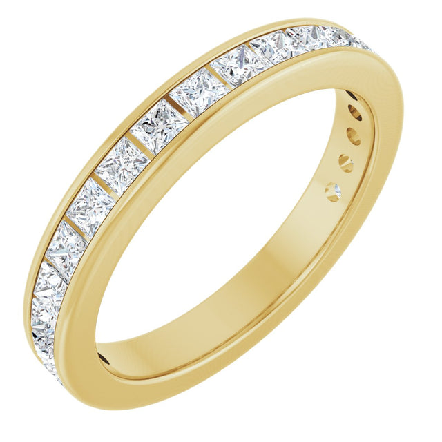14K Gold Square Lab-Grown Diamond Channel-Set Anniversary Band – 2x2 mm Stones - Yellow Gold