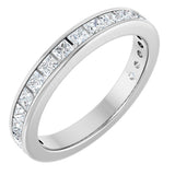14K Gold Square Lab-Grown Diamond Channel-Set Anniversary Band – 2x2 mm Stones - White Gold