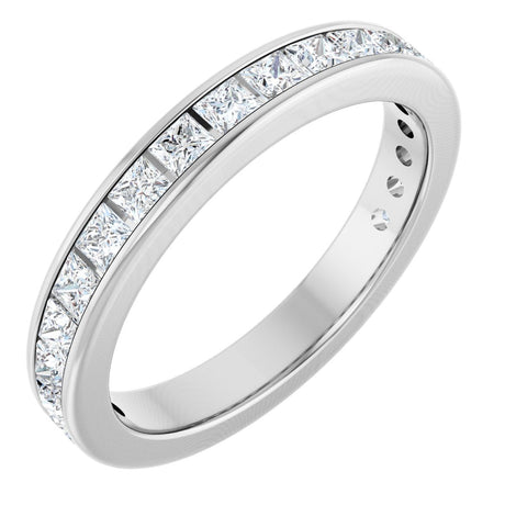 14K Gold Square Lab-Grown Diamond Channel-Set Anniversary Band – 2x2 mm Stones - White Gold