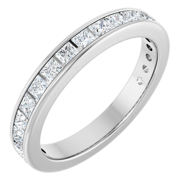 14K Gold Square Lab-Grown Diamond Channel-Set Anniversary Band – 2x2 mm Stones - White Gold
