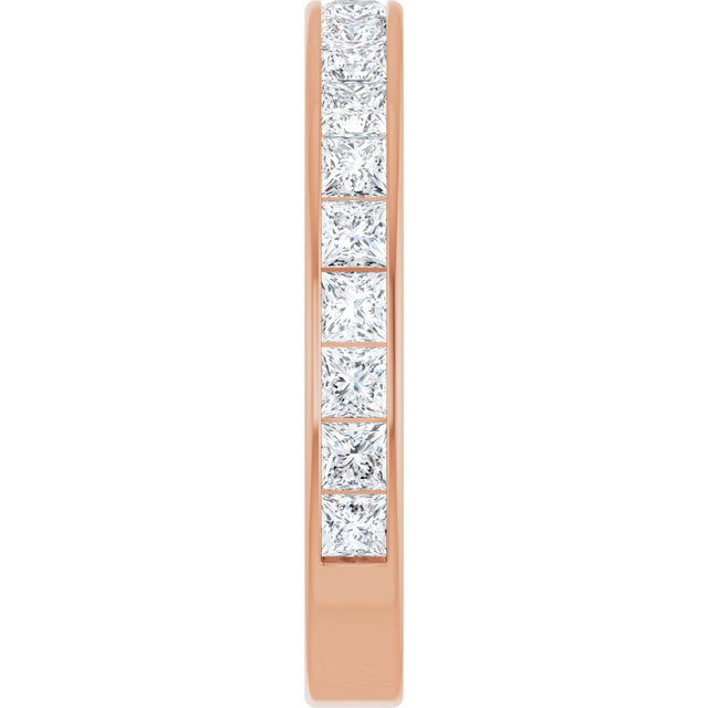 14K Gold Square Natural Diamond Channel-Set Anniversary Band – 2.5x2.5 mm Stones - Rose Gold - view 4