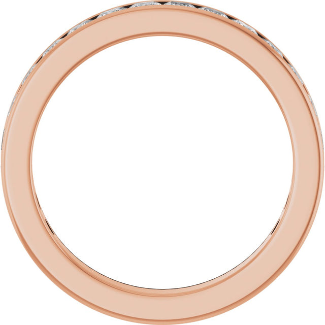 14K Gold Square Natural Diamond Channel-Set Anniversary Band – 2.5x2.5 mm Stones - Rose Gold - view 2