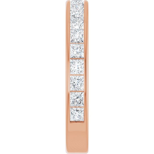 14K Gold Square Lab-Grown Diamond Channel-Set Anniversary Band – 2x2 mm Stones - Rose Gold - view 4