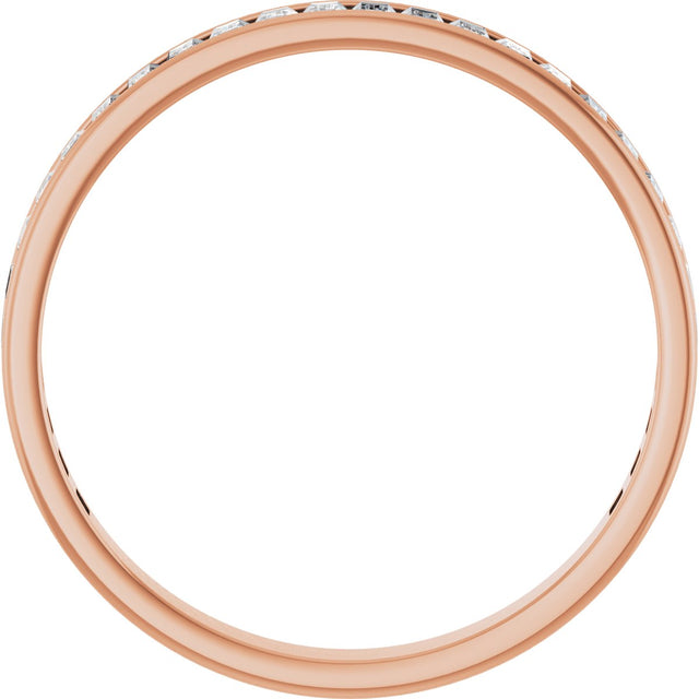 14K Gold Straight Baguette Natural Diamond Channel-Set Anniversary Band – 3x2 mm Stones (2 3/8 CTW) - Rose Gold - view 2