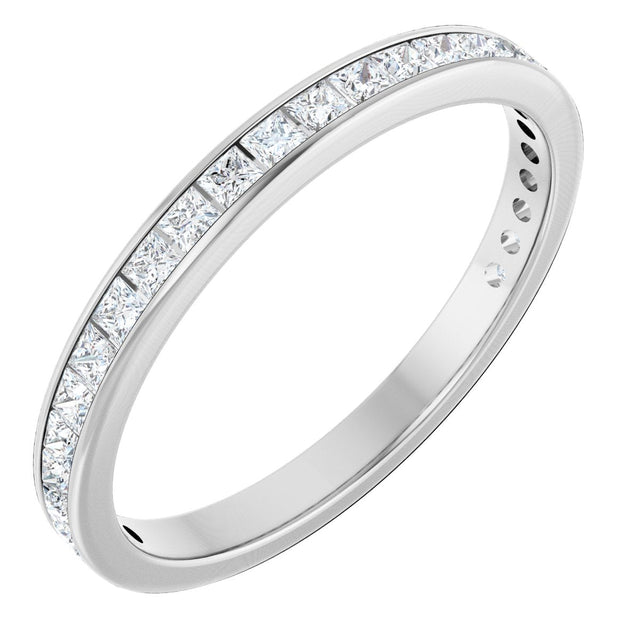 14K Gold Square Natural Diamond Channel-Set Anniversary Band – 2.25x2.25 mm Stones - White Gold