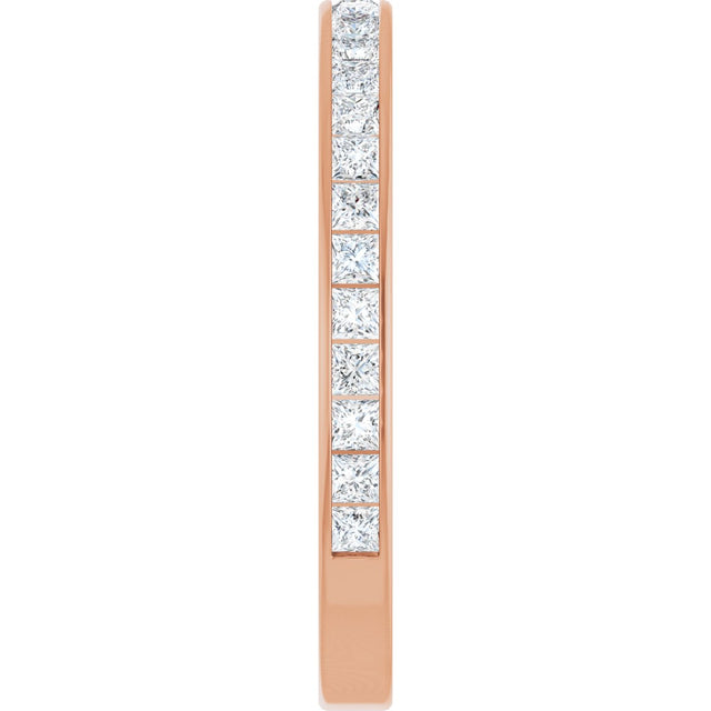 14K Gold Square Lab-Grown Diamond Channel-Set Anniversary Band – 2.25x2.25 mm Stones - Rose Gold - view 4