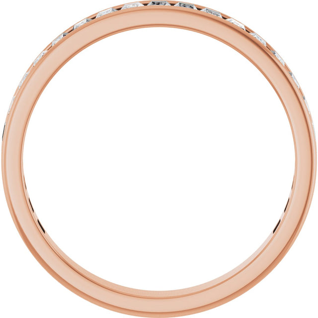 14K Gold Straight Baguette Lab-Grown Diamond Channel-Set Anniversary Band – 3x2 mm Stones - Rose Gold - view 2