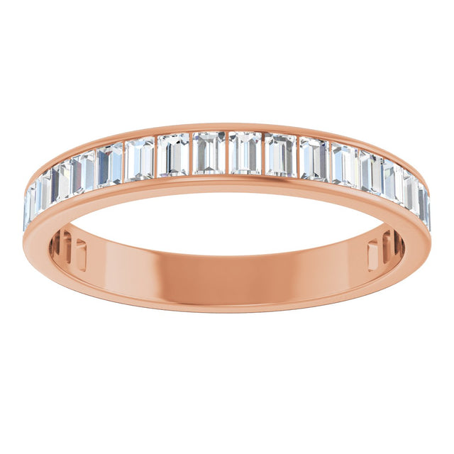14K Gold Straight Baguette Natural Diamond Channel-Set Anniversary Band – 3x2 mm Stones - Rose Gold - view 3