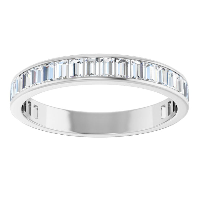 14K Gold Straight Baguette Natural Diamond Channel-Set Anniversary Band – 3x2 mm Stones - White Gold - view 3