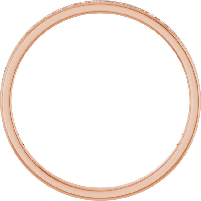 14K Gold Square Natural Diamond Channel-Set Anniversary Band – 1.5x1.5 mm Stones (3/4 CTW) - Rose Gold - view 2