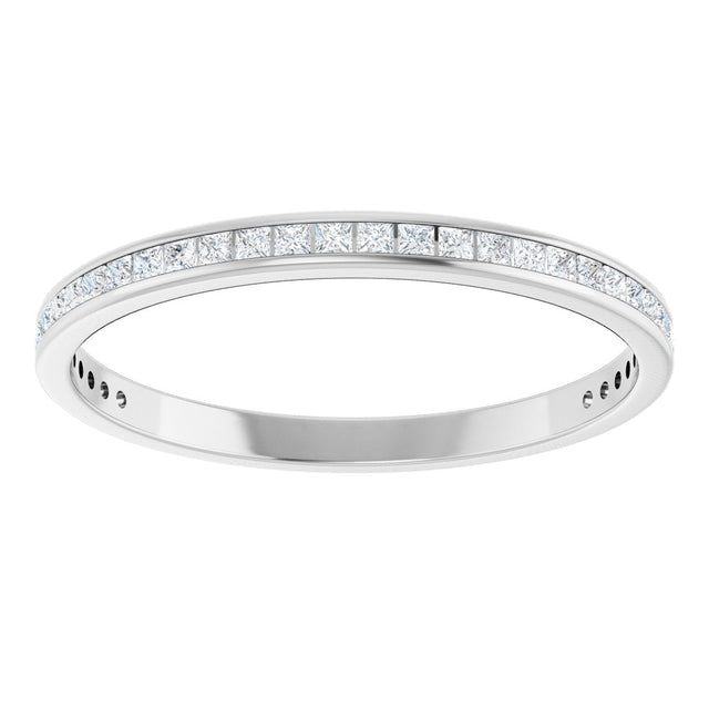 14K Gold Square Natural Diamond Channel-Set Anniversary Band – 1.5x1.5 mm Stones (3/4 CTW) - White Gold - view 3