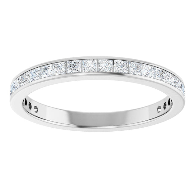 14K Gold Square Natural Diamond Channel-Set Anniversary Band – 2.25x2.25 mm Stones - White Gold - view 3