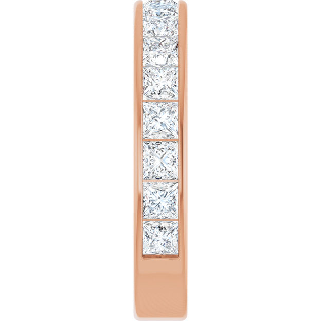 14K Gold Square Natural Diamond Channel-Set Anniversary Band – 2.5x2.5 mm Stones - Rose Gold - view 4