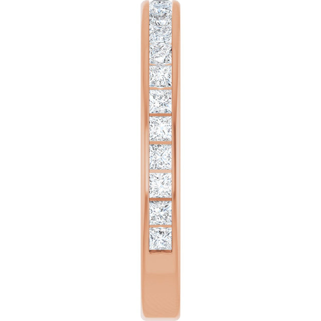 14K Gold Square Lab-Grown Diamond Channel-Set Anniversary Band – 1.75x1.75 mm Stones - Rose Gold - view 4