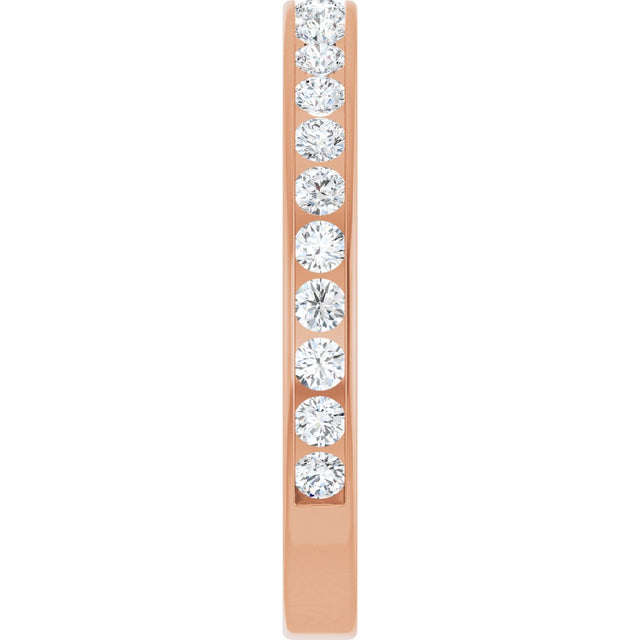 14K Gold Round Lab-Grown Diamond Channel-Set Anniversary Band – 2.5 mm Stones - Rose Gold - view 4