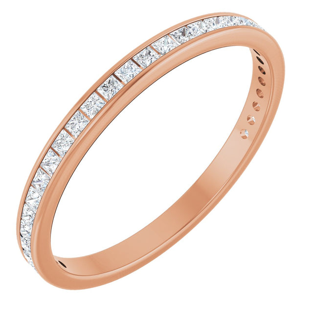 10K Gold Square Natural Diamond Channel-Set Anniversary Band – 7/8 CTW - Rose Gold