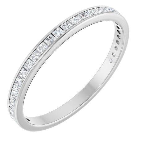 10K Gold Square Natural Diamond Channel-Set Anniversary Band – 5/8 CTW - White Gold