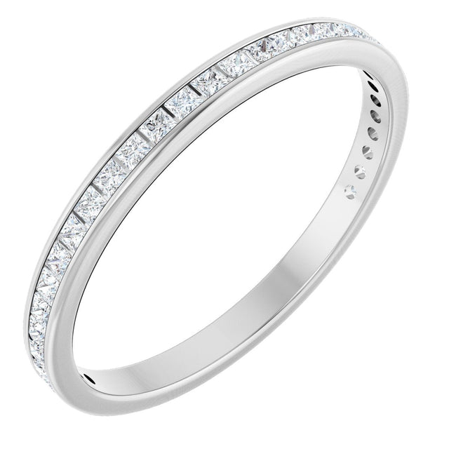 10K Gold Square Natural Diamond Channel-Set Anniversary Band – 1 1/8 CTW - White Gold