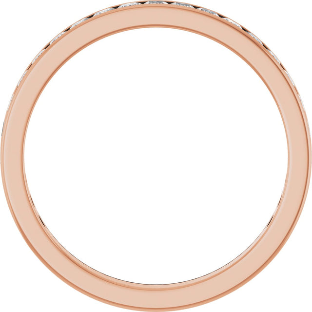 14K Gold Square Lab-Grown Diamond Channel-Set Anniversary Band – 2.5x2.5 mm Stones (2 1/3–2 3/8 CTW) - Rose Gold - view 2