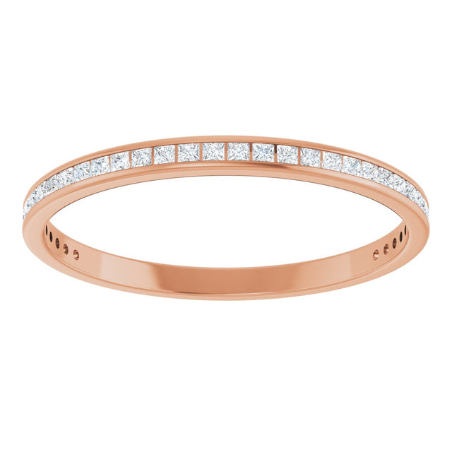 14K Gold Square Lab-Grown Diamond Channel-Set Anniversary Band – 1.5x1.5 mm Stones (3/4 CTW) - Rose Gold - view 3